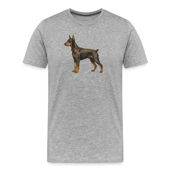 Dobermann Pinscher dans le style rétro - T-shirt bio Premium Homme - gris chiné - Devant - Damien (186cm)
