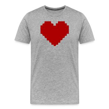 Cœur rouge Cœur Rouge Cœur Rouge Pixel - T-shirt bio Premium Homme - gris chiné - Devant - Damien (186cm)