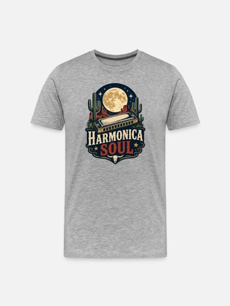 Instrument: Harmonica, Western-Soul-Music - Men's Premium Organic T-Shirt - heather grey