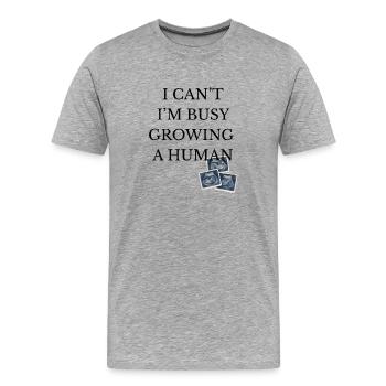 occupé à faire grandir un humain - T-shirt bio Premium Homme - gris chiné - Devant - Damien (186cm)