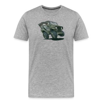 Willys MB véhicule tout-terrain avec toit souple | RCCX - T-shirt bio Premium Homme - gris chiné - Devant - Damien (186cm)