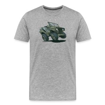 Dessin animé Willys MB sur véhicule tout-terrain | RCCX - T-shirt bio Premium Homme - gris chiné - Devant - Damien (186cm)