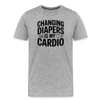 Changing Diapers Is My Cardio - Men's Premium Organic T-Shirt - heather grey - Front - Damien (186cm)