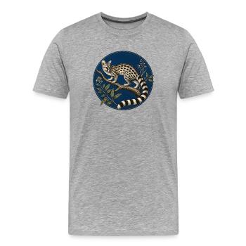 Genetta genetta – Illustration naturaliste - T-shirt bio Premium Homme - gris chiné - Devant - Damien (186cm)
