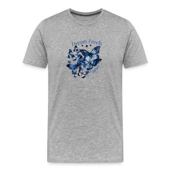 Rêvez librement, papillons - T-shirt bio Premium Homme - gris chiné - Devant - Damien (186cm)