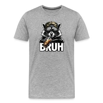 Bruh Waschbär Streetwear - Männer Premium Bio T-Shirt - Grau meliert - Vorne - Damien (186cm)