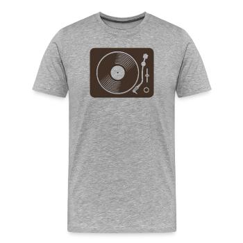 Design rétro en vinyle de platine - T-shirt bio Premium Homme - gris chiné - Devant - Damien (186cm)