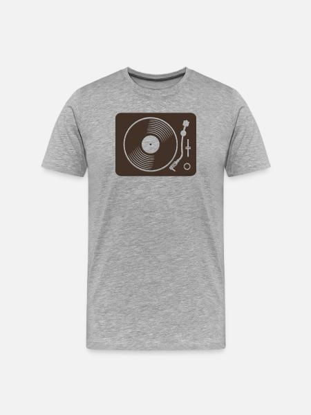 Retro Turntable Vinyl Design - Men's Premium Organic T-Shirt - heather grey