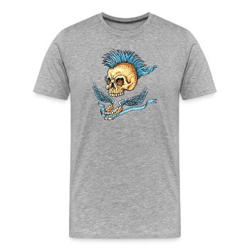 Punk_Skull - T-shirt bio Premium Homme - gris chiné - Devant - Damien (186cm)