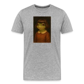 Fille-grenouille au look rétro - T-shirt bio Premium Homme - gris chiné - Devant - Damien (186cm)