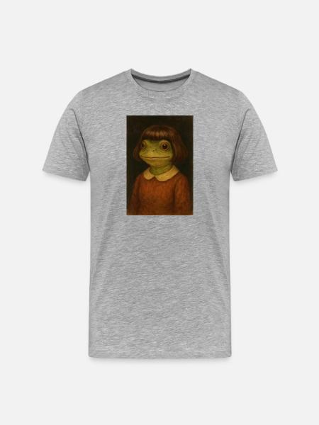 Froschmädchen im Retrolook - Männer Premium Bio T-Shirt - Grau meliert