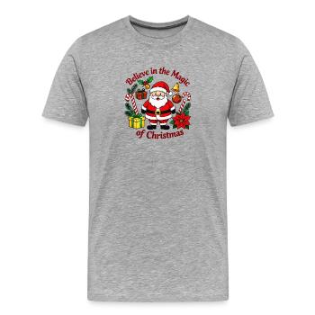 Croyez en la magie de Noël - T-shirt bio Premium Homme - gris chiné - Devant - Damien (186cm)