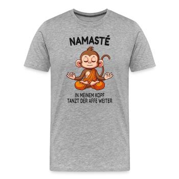 Namasté – Der Affe tanzt im Kopf - Männer Premium Bio T-Shirt - Grau meliert - Vorne - Damien (186cm)