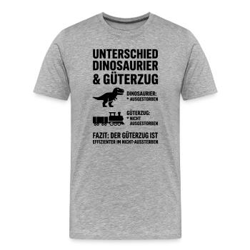 Unterschied Dinosaurier & Güterzug – Lustiges Meme - Männer Premium Bio T-Shirt - Grau meliert - Vorne - Damien (186cm)