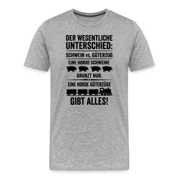 Güterzug VS Schweinehorde - Männer Premium Bio T-Shirt - Grau meliert - Vorne - Damien (186cm)