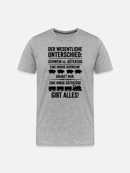 Güterzug VS Schweinehorde - Männer Premium Bio T-Shirt - Grau meliert