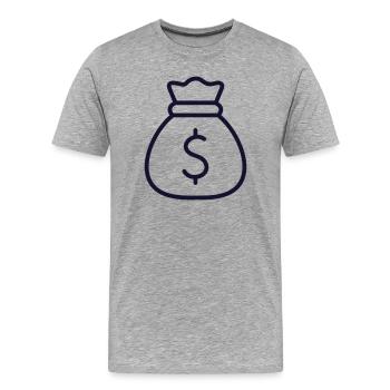 Icône de la ligne de sac à billets Finance Banque Symbole de la richesse - T-shirt bio Premium Homme - gris chiné - Devant - Damien (186cm)