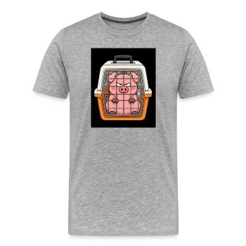 Dessin animé Le Cochon Sinistre dans la Cage - T-shirt bio Premium Homme - gris chiné - Devant - Damien (186cm)