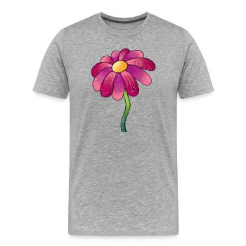 Marguerite rose scintillante - T-shirt bio Premium Homme - gris chiné - Devant - Damien (186cm)