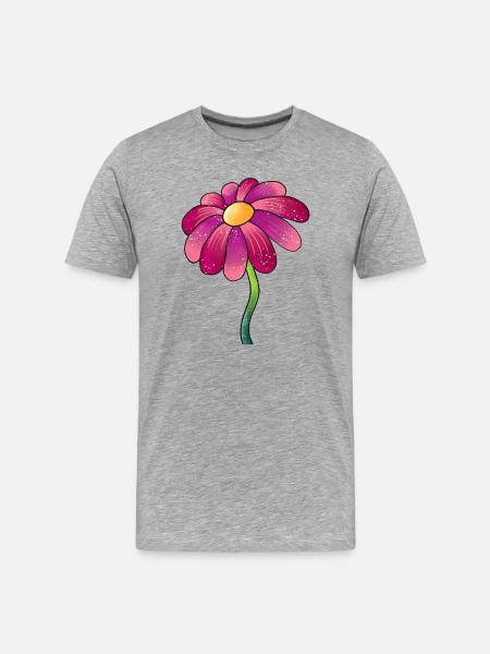 Glittering Pink Daisy Flower - Men's Premium Organic T-Shirt - heather grey