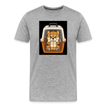 Grummelhund im Kofferbox-Design - T-shirt bio Premium Homme - gris chiné - Devant - Damien (186cm)
