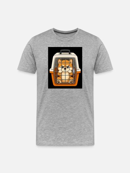 Grumpy dog in suitcase box design - Men's Premium Organic T-Shirt - heather grey