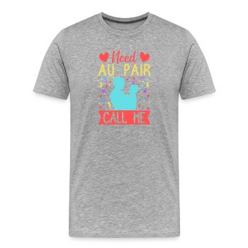 Nourrice Besoin d’une Nounou Appelez-moi Nounou - T-shirt bio Premium Homme - gris chiné - Devant - Damien (186cm)