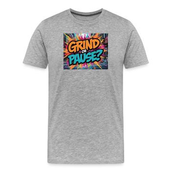 Grind ou pause ? Graffiti graphique - T-shirt bio Premium Homme - gris chiné - Devant - Damien (186cm)