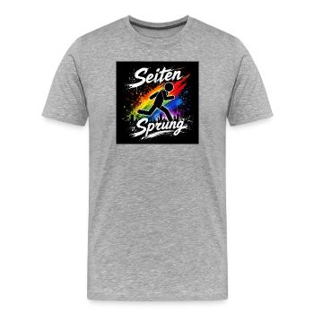 Pages Course Arc-en-ciel de printemps - T-shirt bio Premium Homme - gris chiné - Devant - Damien (186cm)