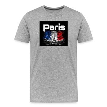 Paris France - Eiffel Splash - T-shirt bio Premium Homme - gris chiné - Devant - Damien (186cm)
