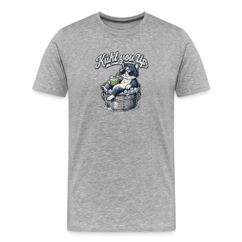 Chat cool avec une glace - T-shirt bio Premium Homme - gris chiné - Devant - Damien (186cm)