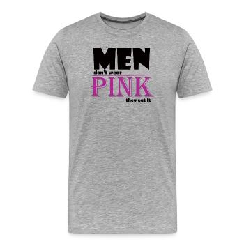 Art du t-shirt avec logo à empattement rose - T-shirt bio Premium Homme - gris chiné - Devant - Damien (186cm)