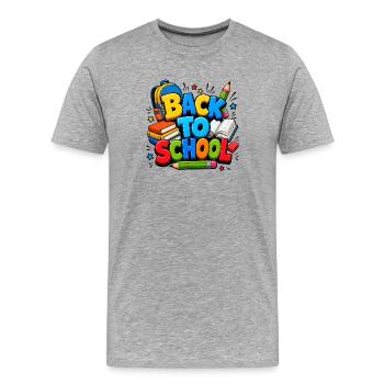 Fournitures colorées pour la rentrée scolaire - T-shirt bio Premium Homme - gris chiné - Devant - Damien (186cm)