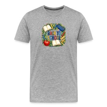 Livres et fournitures de rentrée scolaire - T-shirt bio Premium Homme - gris chiné - Devant - Damien (186cm)