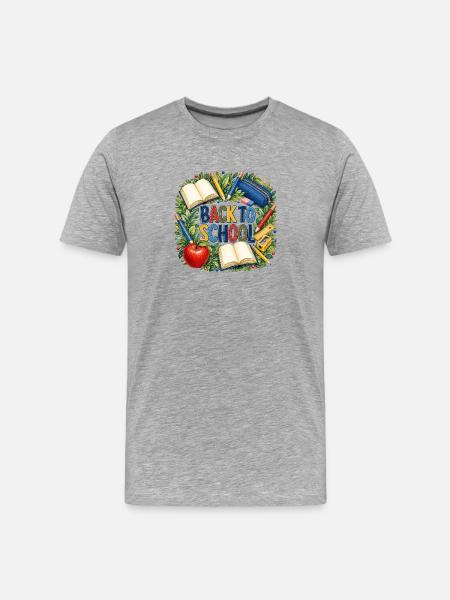 Back to School Books and Supplies - Men's Premium Organic T-Shirt - heather grey