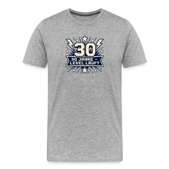 30 Jahre – Level läuft - Männer Premium Bio T-Shirt - Grau meliert - Vorne - Damien (186cm)