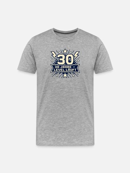 30 Jahre – Level läuft - Männer Premium Bio T-Shirt - Grau meliert