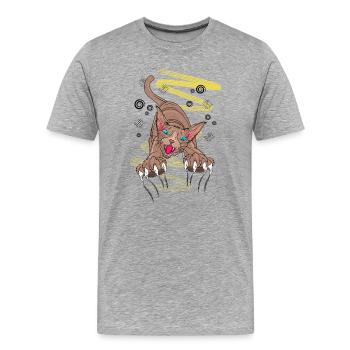 T-shirt griffe de type Werecat Moonlit - Griffes griffues griffues de chat - T-shirt bio Premium Homme - gris chiné - Devant - Damien (186cm)