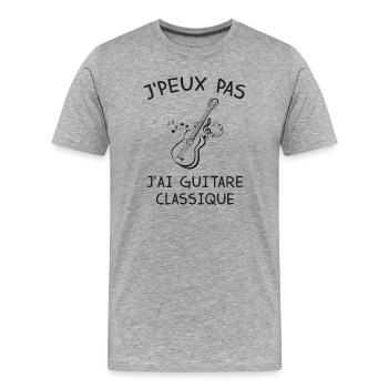 J Peux Pas J Ai Guitare Classique T-Shirt Cadea... - T-shirt bio Premium Homme - gris chiné - Devant - Damien (186cm)