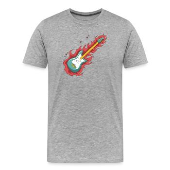 Guitar On Fire lustiges Geschenk-T-Shirt - Männer Premium Bio T-Shirt - Grau meliert - Vorne - Damien (186cm)