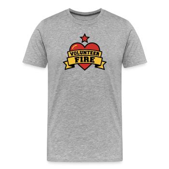 Logo du Cœur de Pompiers Volontaires - T-shirt bio Premium Homme - gris chiné - Devant - Damien (186cm)