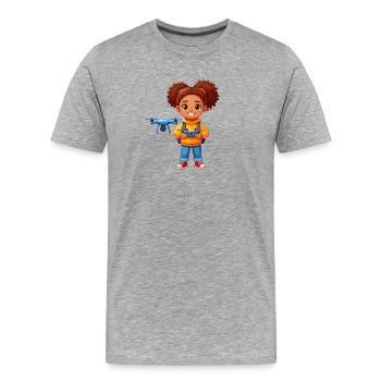 Petit pilote pilotant un drone volant – technologie - T-shirt bio Premium Homme - gris chiné - Devant - Damien (186cm)