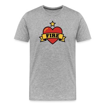 Blason du Cœur des Pompiers - T-shirt bio Premium Homme - gris chiné - Devant - Damien (186cm)