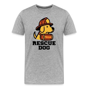 Logo du chien de secours des chiens de pompiers - T-shirt bio Premium Homme - gris chiné - Devant - Damien (186cm)