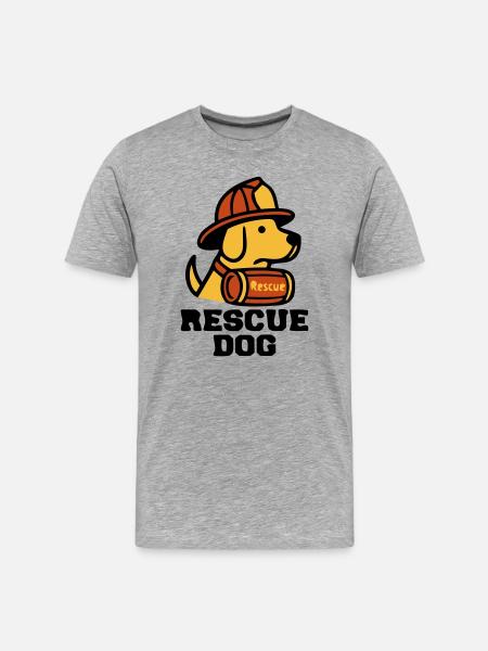 Fire Dog Rescue Dog Logo - Men's Premium Organic T-Shirt - heather grey