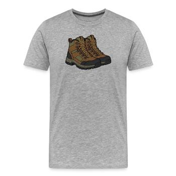 Illustration de chaussures de randonnée en plein air - T-shirt bio Premium Homme - gris chiné - Devant - Damien (186cm)