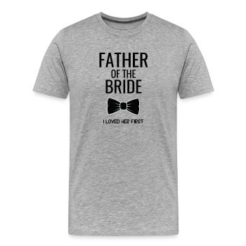 Father Bride Bowtie - Men's Premium Organic T-Shirt - heather grey - Front - Damien (186cm)