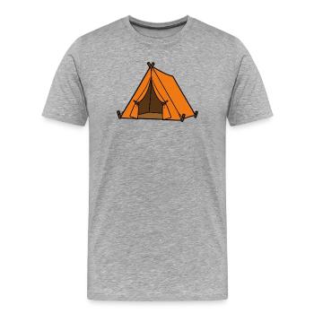 Aventures sous la tente orange - T-shirt bio Premium Homme - gris chiné - Devant - Damien (186cm)