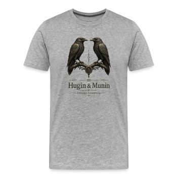 Hugin & Munin: Gedanken Erinnerung - Männer Premium Bio T-Shirt - Grau meliert - Vorne - Damien (186cm)