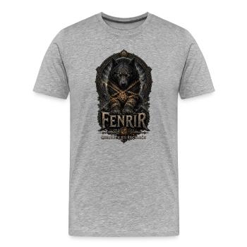 Fenrir Wolf Ragnarök Emblem - Männer Premium Bio T-Shirt - Grau meliert - Vorne - Damien (186cm)